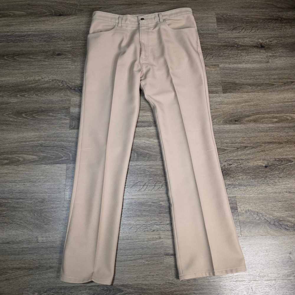 Levis Mens 38x34 517 Bootcut Pants Tan Sta-Prest Action Slacks Polyester